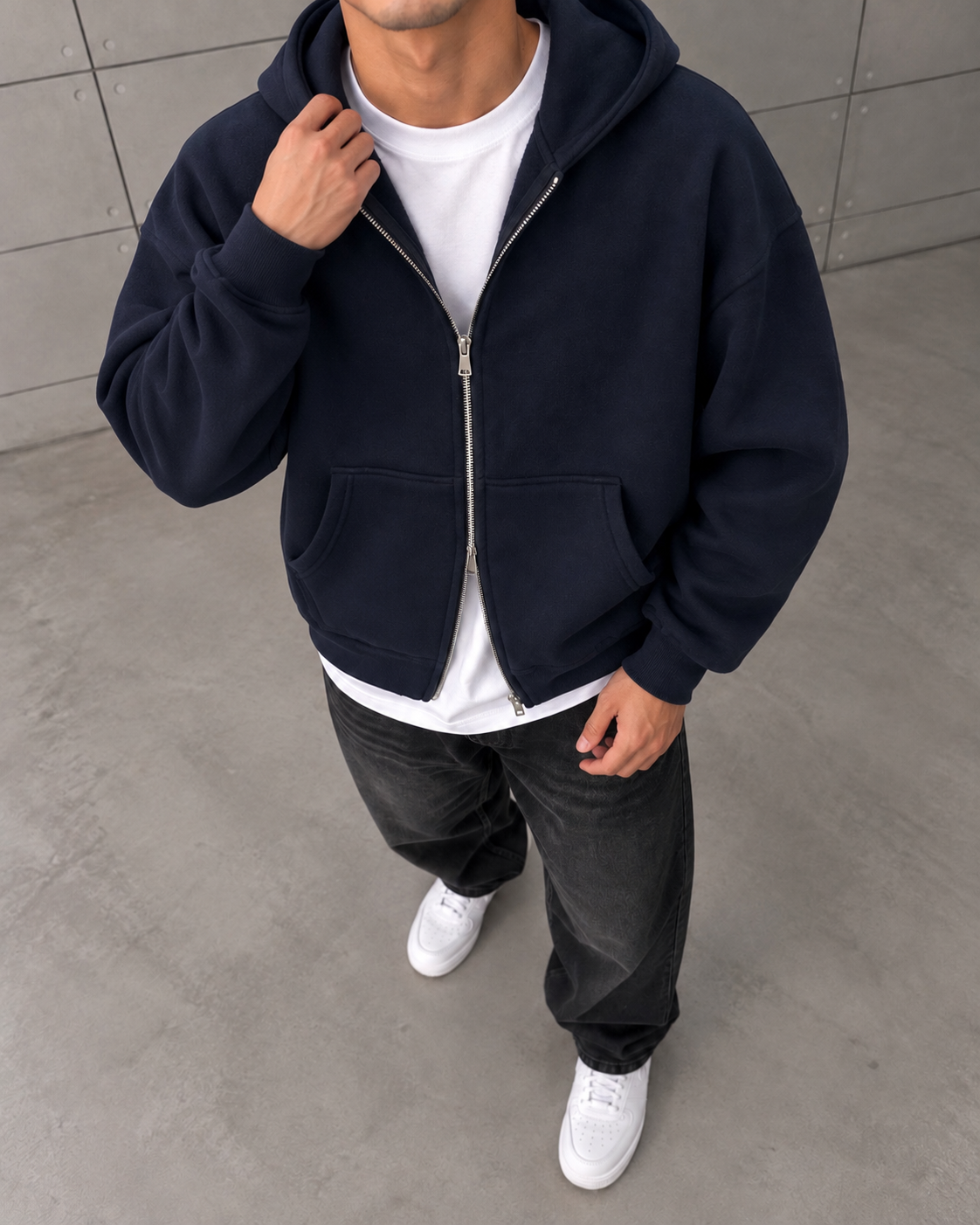 Zipper Hoodie Lacivert